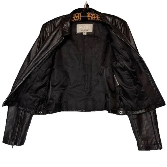 Wilson Leather Jacket Women's Small Black Leather Full Zip Pockets - Picture 3 of 16